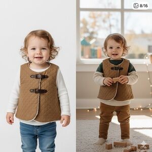 Gymboree Toddler Girls Sherpa Lined Quilted Vest Brown Size 3T‎